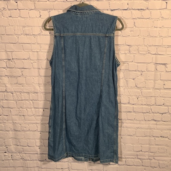 Levi’s Aubrey Sleeveless Denim Dress Blue Snap Front L Western Grunge Festival - Picture 6 of 6